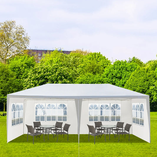 10'x20' Outdoor Party Tent with 4 Removable Sidewalls, Waterproof Canopy, Patio, Wedding, Gazebo, WHITE