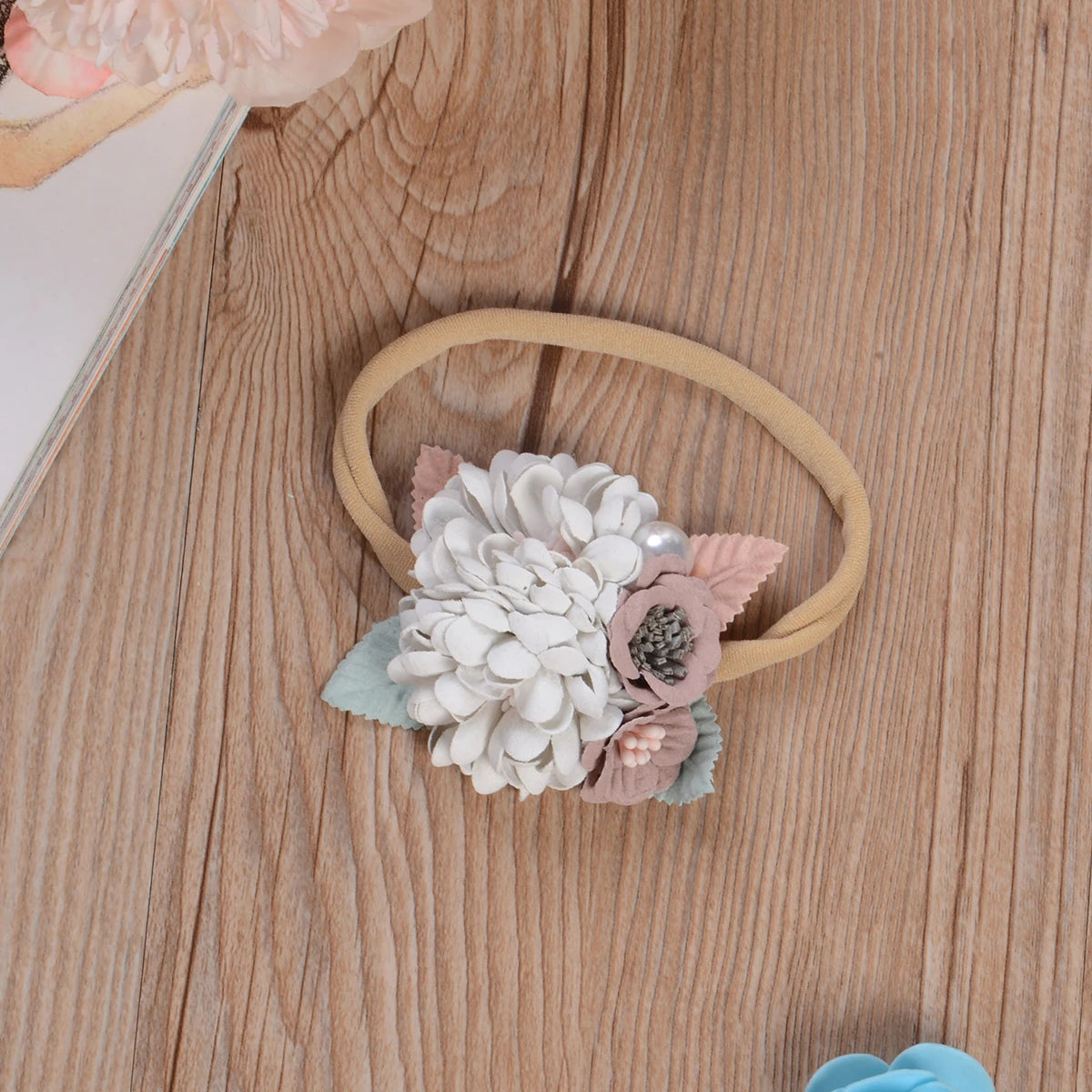 Elegant Baby Girls Headband with Shiny Rhinestones & Lace Bow - Soft Elastic Hair Band