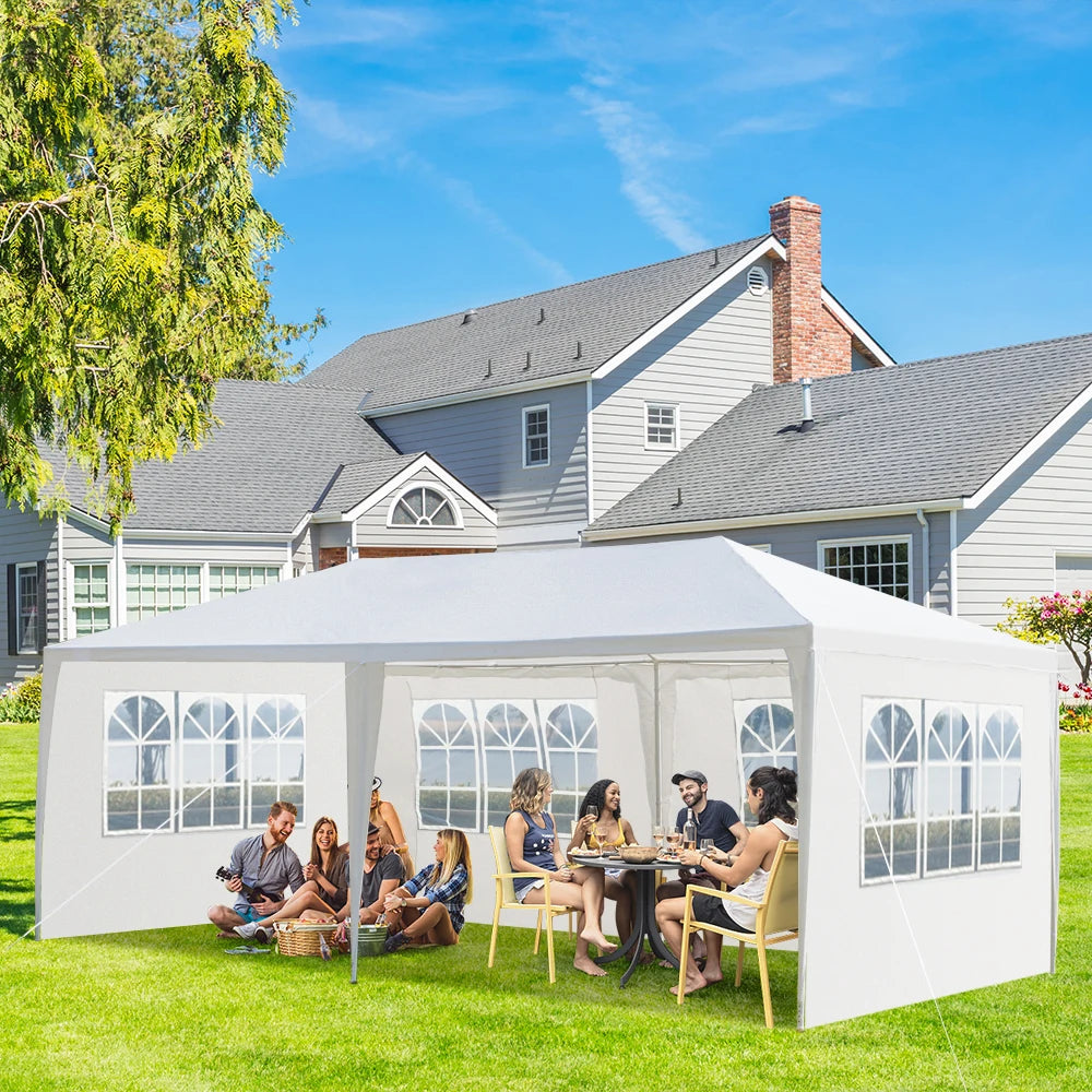 10'x20' Outdoor Party Tent with 4 Removable Sidewalls, Waterproof Canopy, Patio, Wedding, Gazebo, WHITE