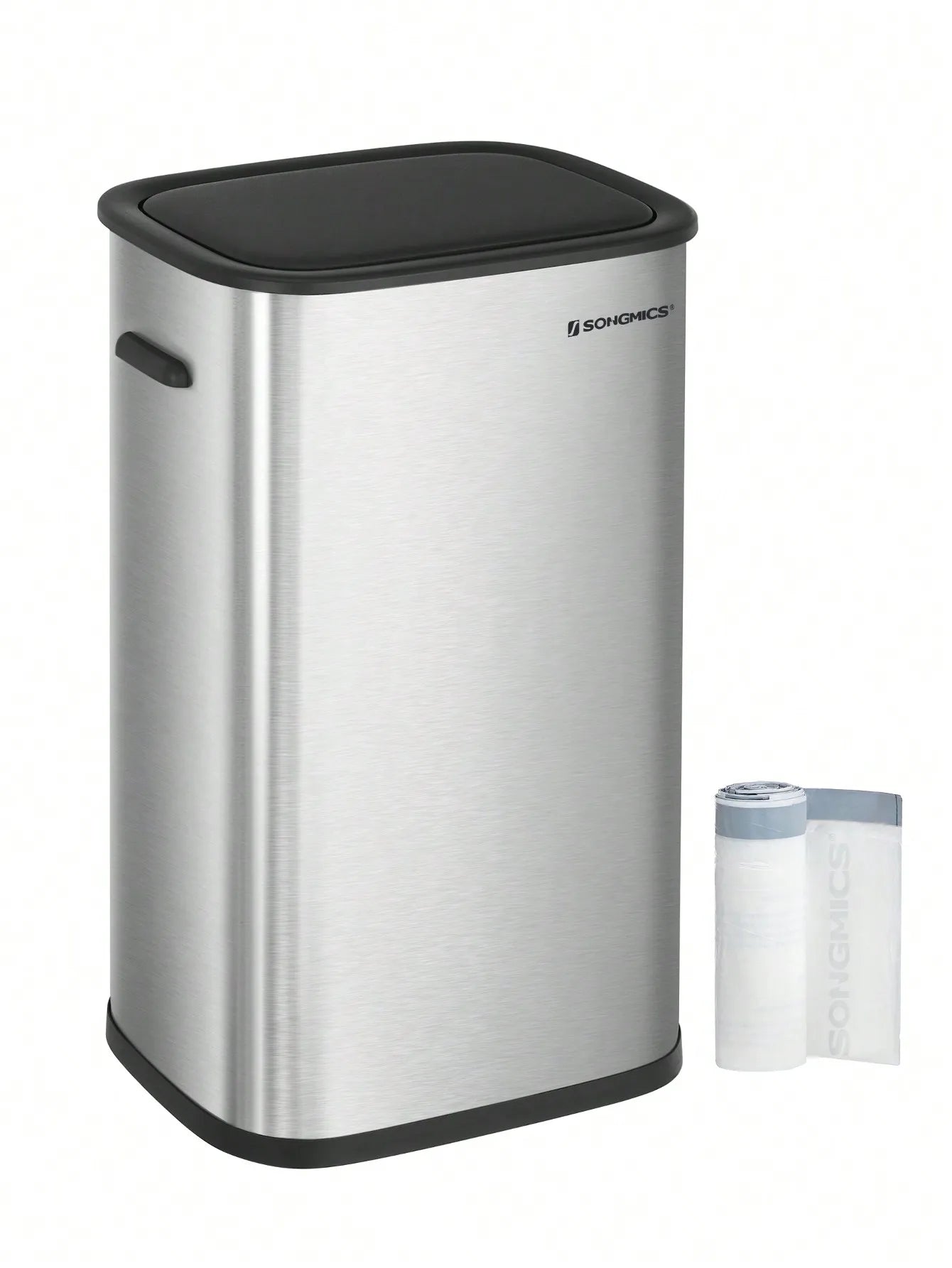 Motion Sensor Trash Can - 13 Gallon Automatic Garbage Can with Soft-Close Lid - Bag Retainer Ring - Stainless Steel