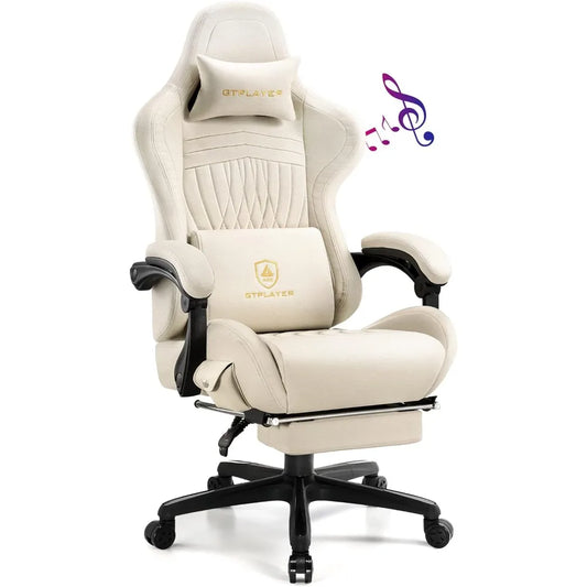 Gaming Chair - Computer Chair with Footrest and Bluetooth Speakers - High Back Ergonomic Chair