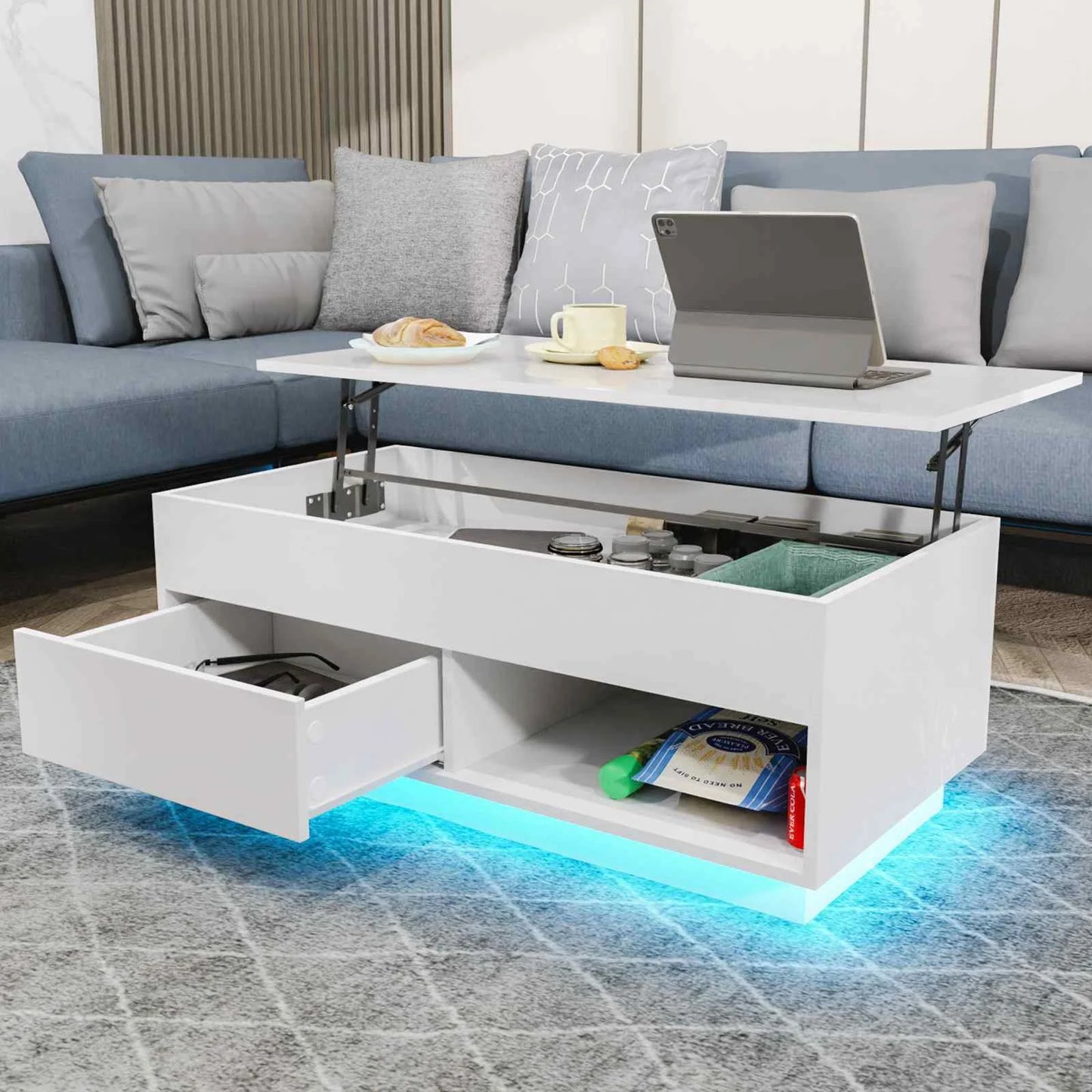 LED Lift Coffee Table - The Ultimate Modern Furniture - Height Adjustment and Sleek Design