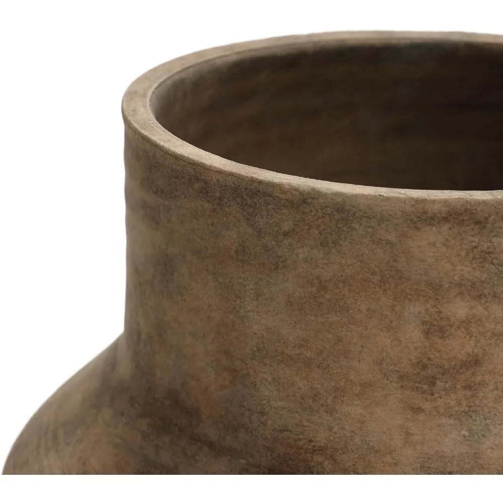 Round Ceramic Flower Vase - 13 Inch Brown Terracotta Vase