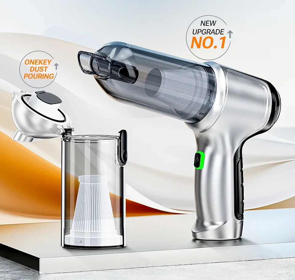New Mini Portable Car Vacuum Cleaner - Powerful Handheld Wireless Cleaner with One Click Dust Removal