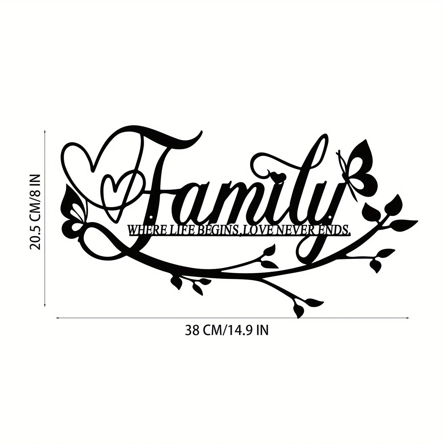 Home Decor, Wall Metal Home Sign, Black Wall Art Flower Letter Sign, Metal Happy Wall Art, for Home Wall Decorations