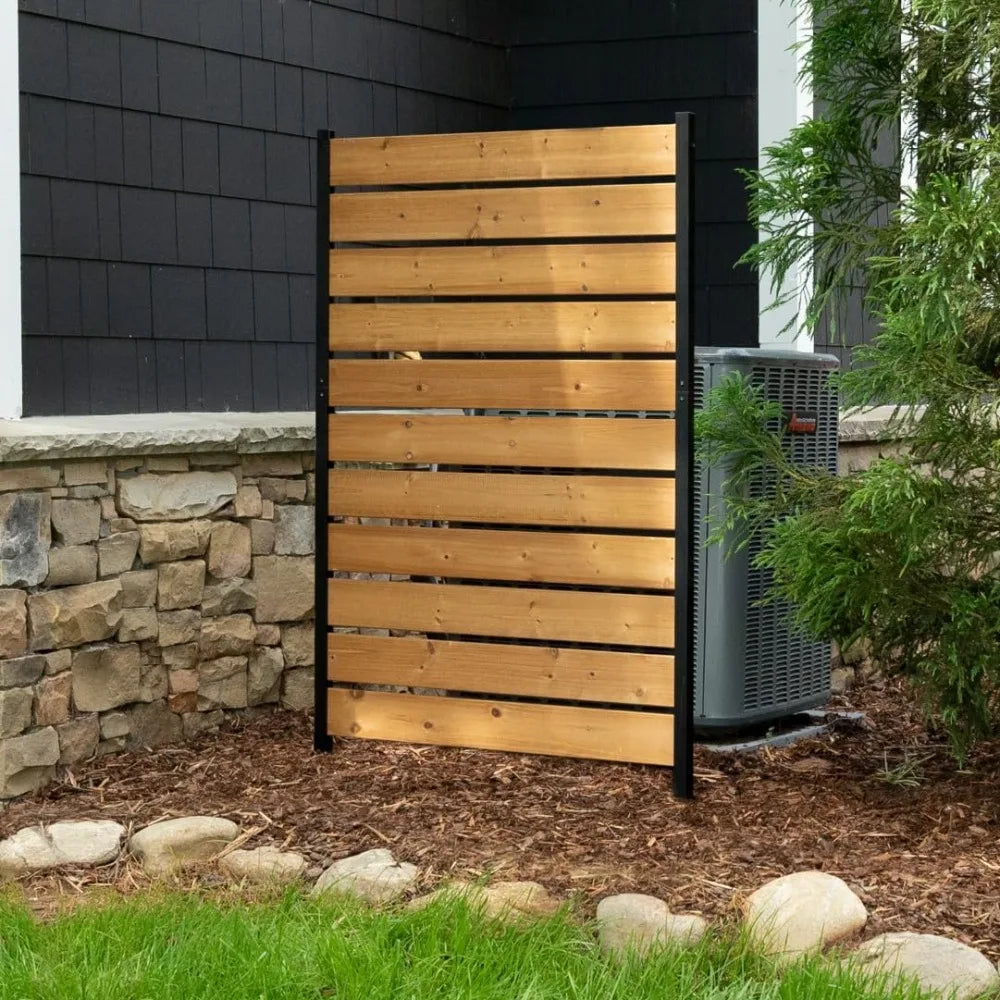No Dig Concord Cedar Wood Privacy Screen - Great to Hide Trash Cans, AC, Decorative Patio Privacy Screen, Outdoor Privacy
