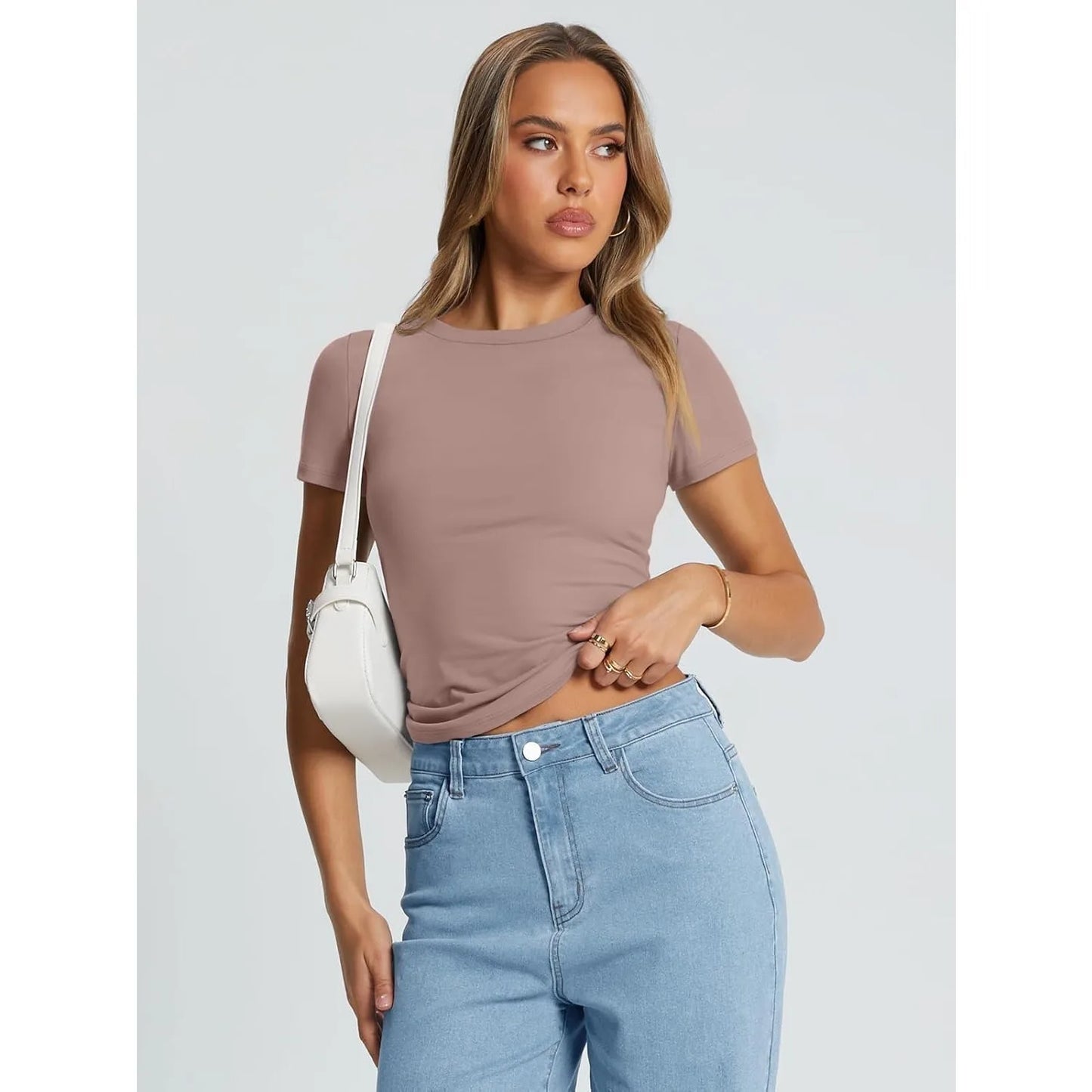 Women's Basic T Shirts - Summer Tops 2025 - Crop Short Sleeve Tee