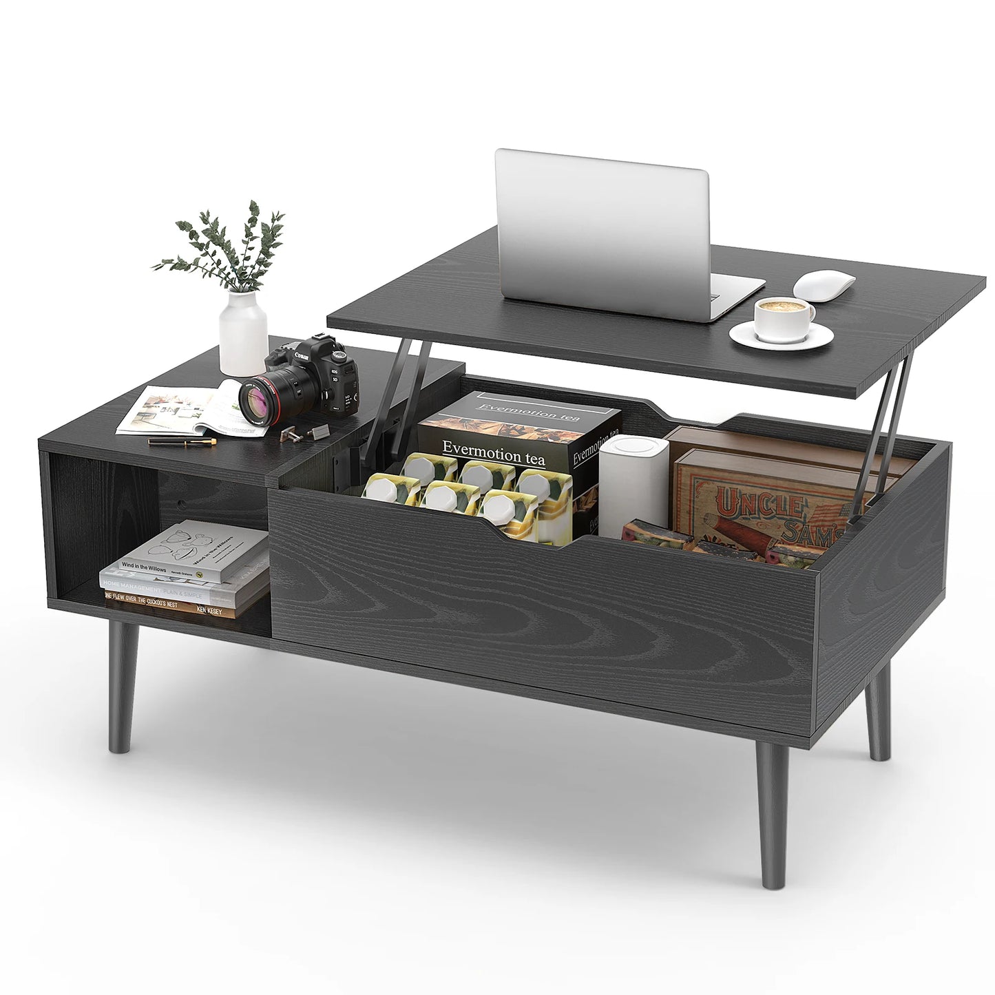 Wooden Lift Top Coffee Tables For Living Room 39.37"x19.7" W/ Storage