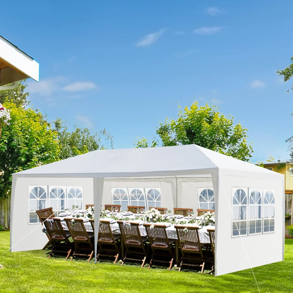 10'x20' Outdoor Party Tent with 4 Removable Sidewalls, Waterproof Canopy, Patio, Wedding, Gazebo, WHITE