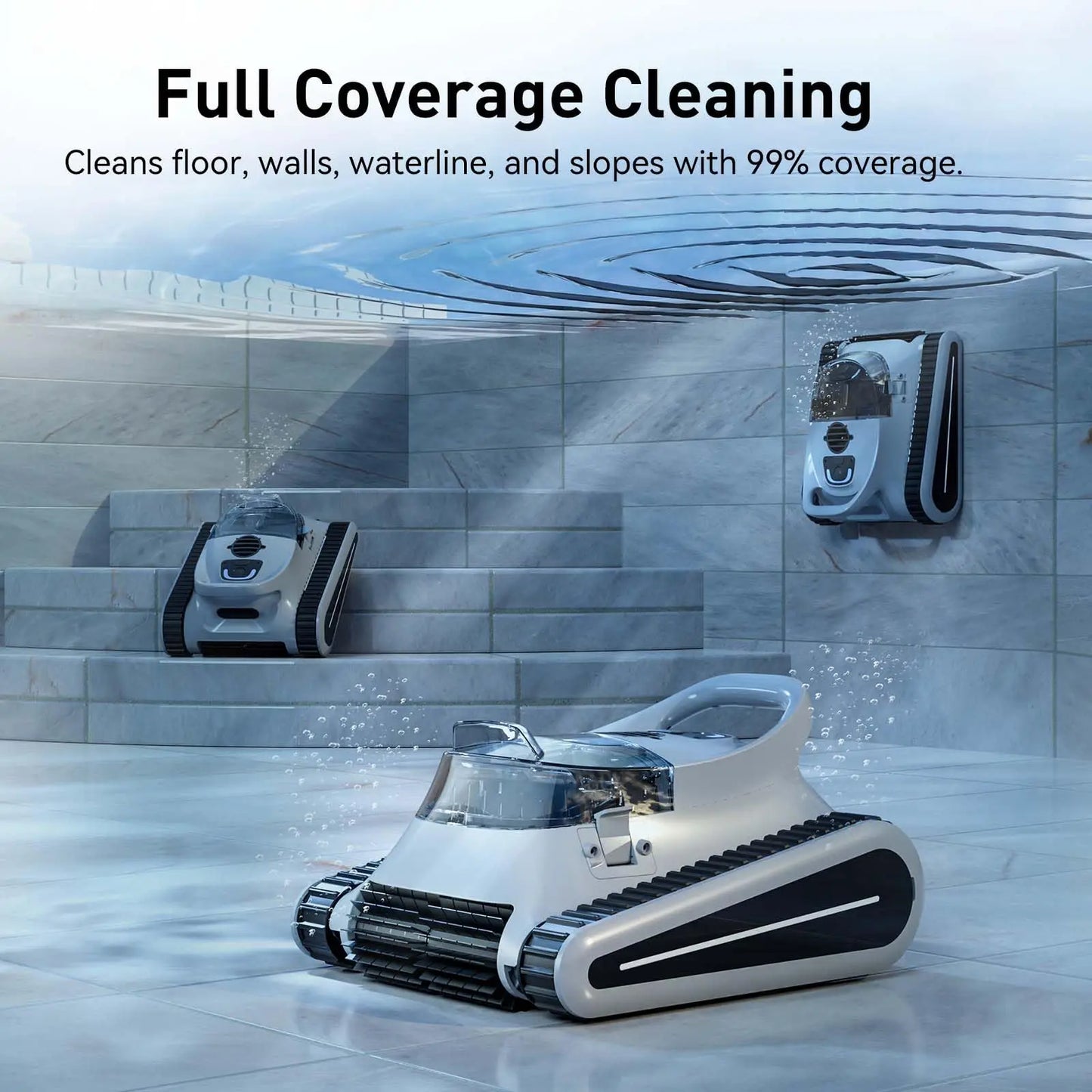 (2025 New) Seauto Crab Pro Cordless Robotic Cleaner - For Inground Pools Up To 2000 Sq.ft, & Waterline Cleaning Vacuum