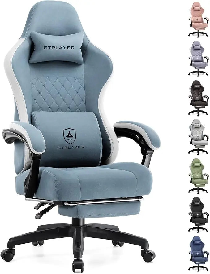 GTPLAYER Gaming Chair, Computer Office Chair with Pocket Spring Cushion, Linkage Armrests and Footrest, High Back Ergonomic Chair