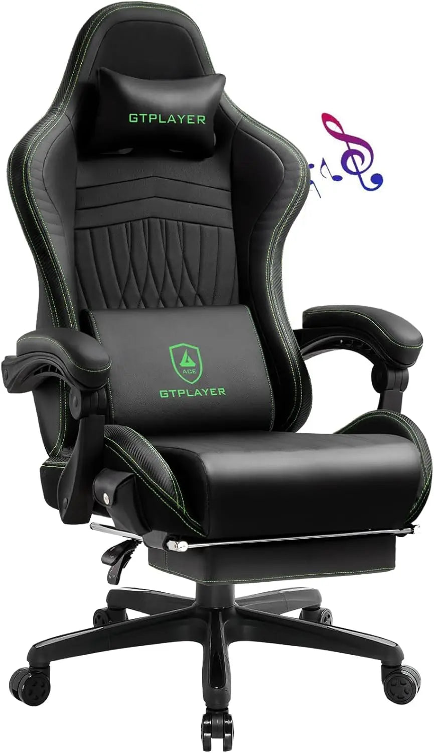 Gaming Chair - Computer Chair with Footrest and Bluetooth Speakers - High Back Ergonomic Chair