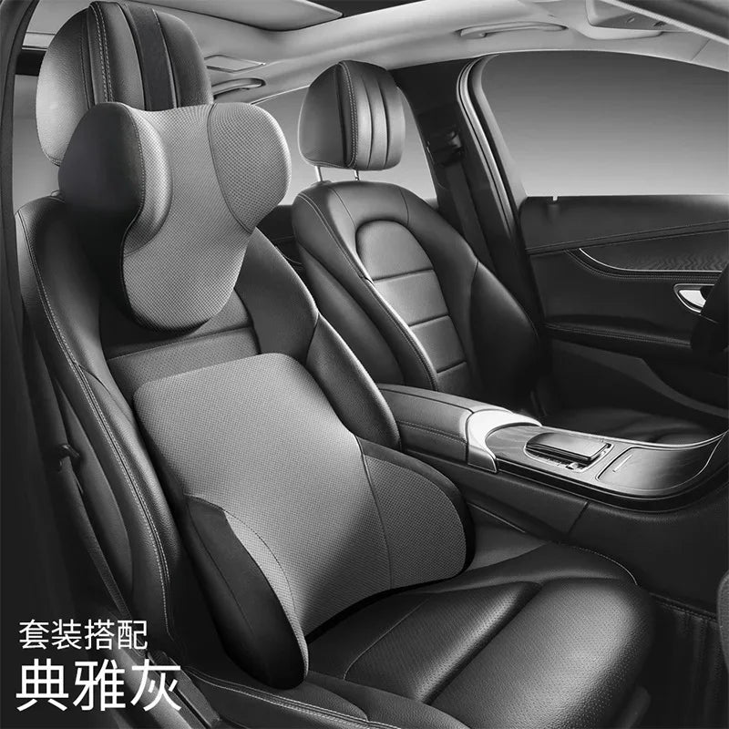 Memory Cotton Neck & Car Seat Pillow Support - Auto Lumbar Cushion - Comfortable and Breathable Car Headrest & Lumbar Support