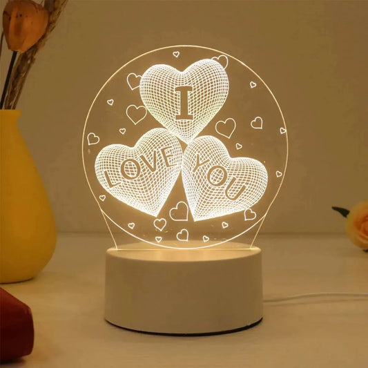 LED Table Lamp - Several Different Acrylic Etchings - USB Charging