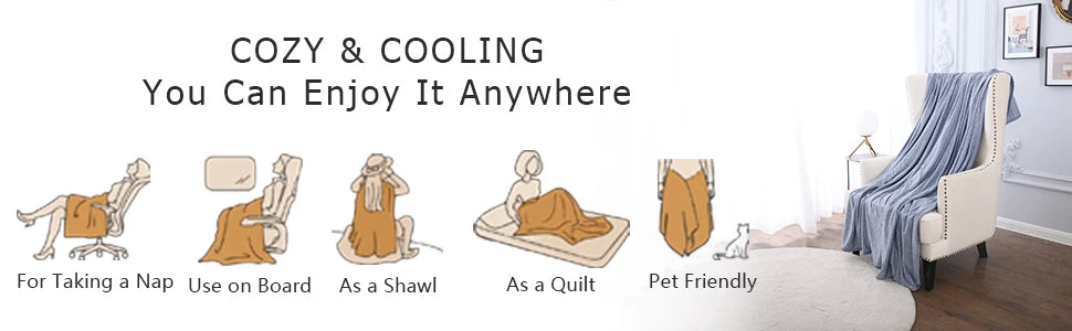 1PC Cooling Blanket for Hot Sleepers - Lightweight Summer Cold Thin Blankets for Sleeping, Hot Flashes, Night Sweats, Soft Blanket