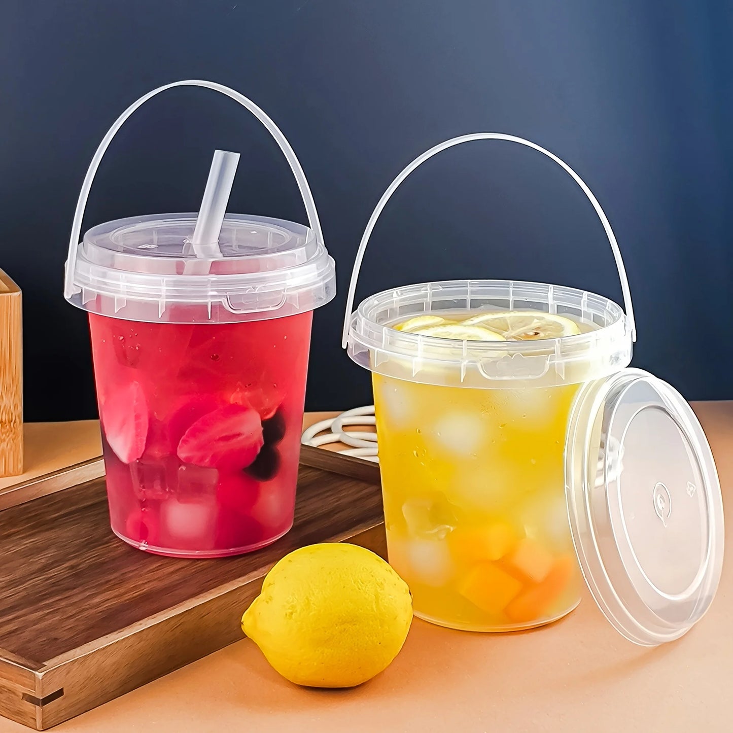 10pcs 33.81oz Large Plastic Cups with Lids & Straws - Reusable, Bpa-Free. Beverage Tumblers for Iced Drinks