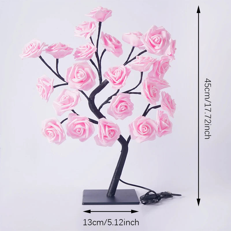 LED Rose Tree Lights 24LEDs - USB Operated Table Lamp - Atmosphere Lighting - Wedding Party Gift, Mother's Day, V-Day & Just Because