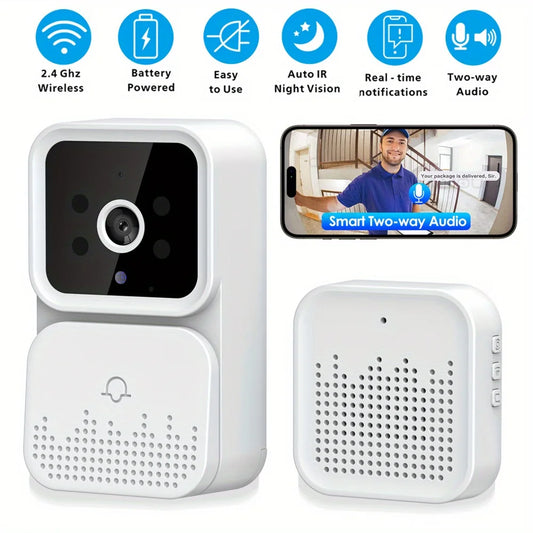 Wireless Smart Video Doorbell - 2.4GWiFi - 2-Channel Audio - Night Vision - SD Card/Cloud Storage - Home Security Surveillance Camera