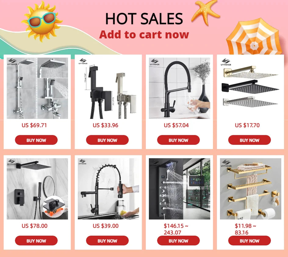 Luxury Bathroom Shower Faucet - LED Rainfall Shower Panel System - Massage Spa, Temperature w/Screen