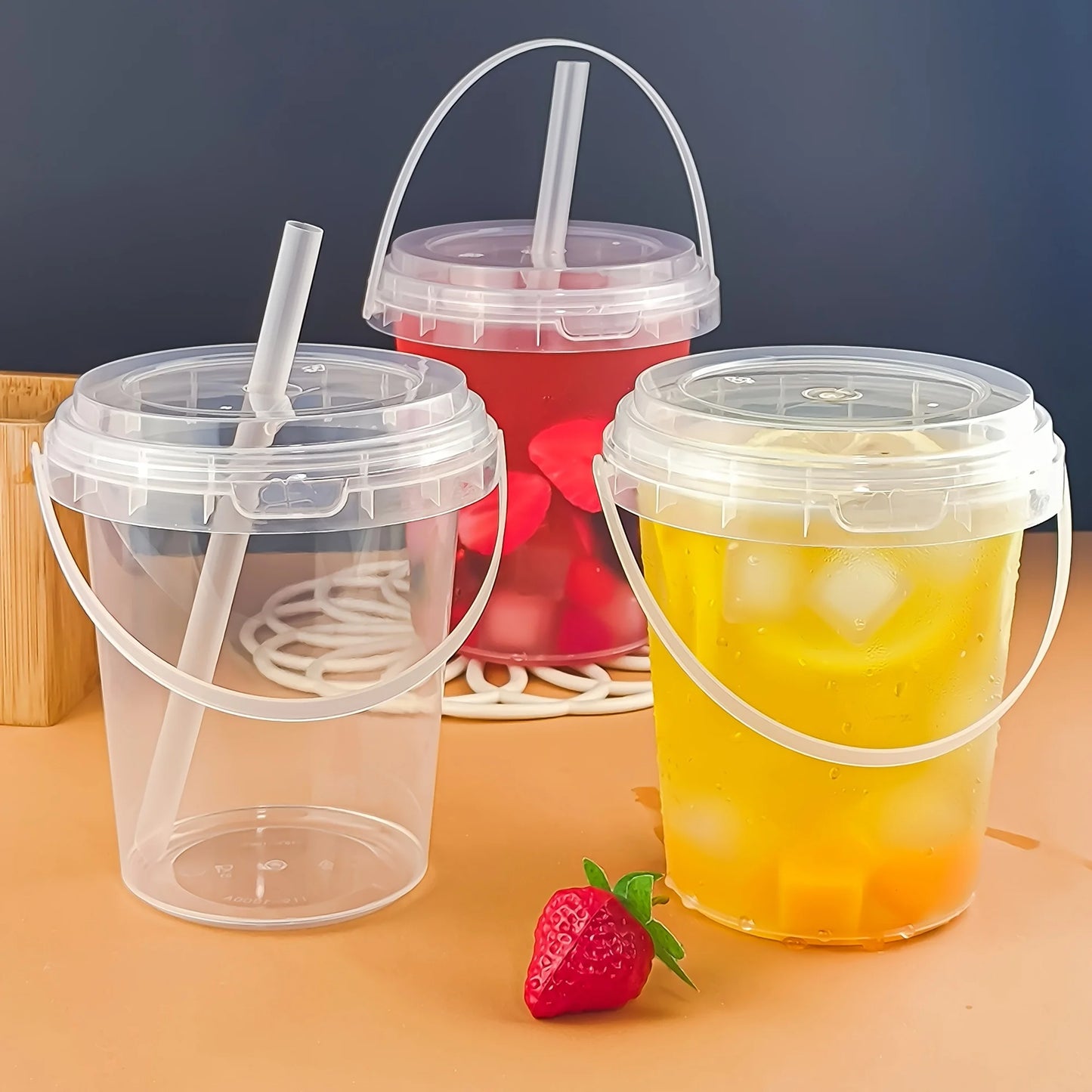10pcs 33.81oz Large Plastic Cups with Lids & Straws - Reusable, Bpa-Free. Beverage Tumblers for Iced Drinks