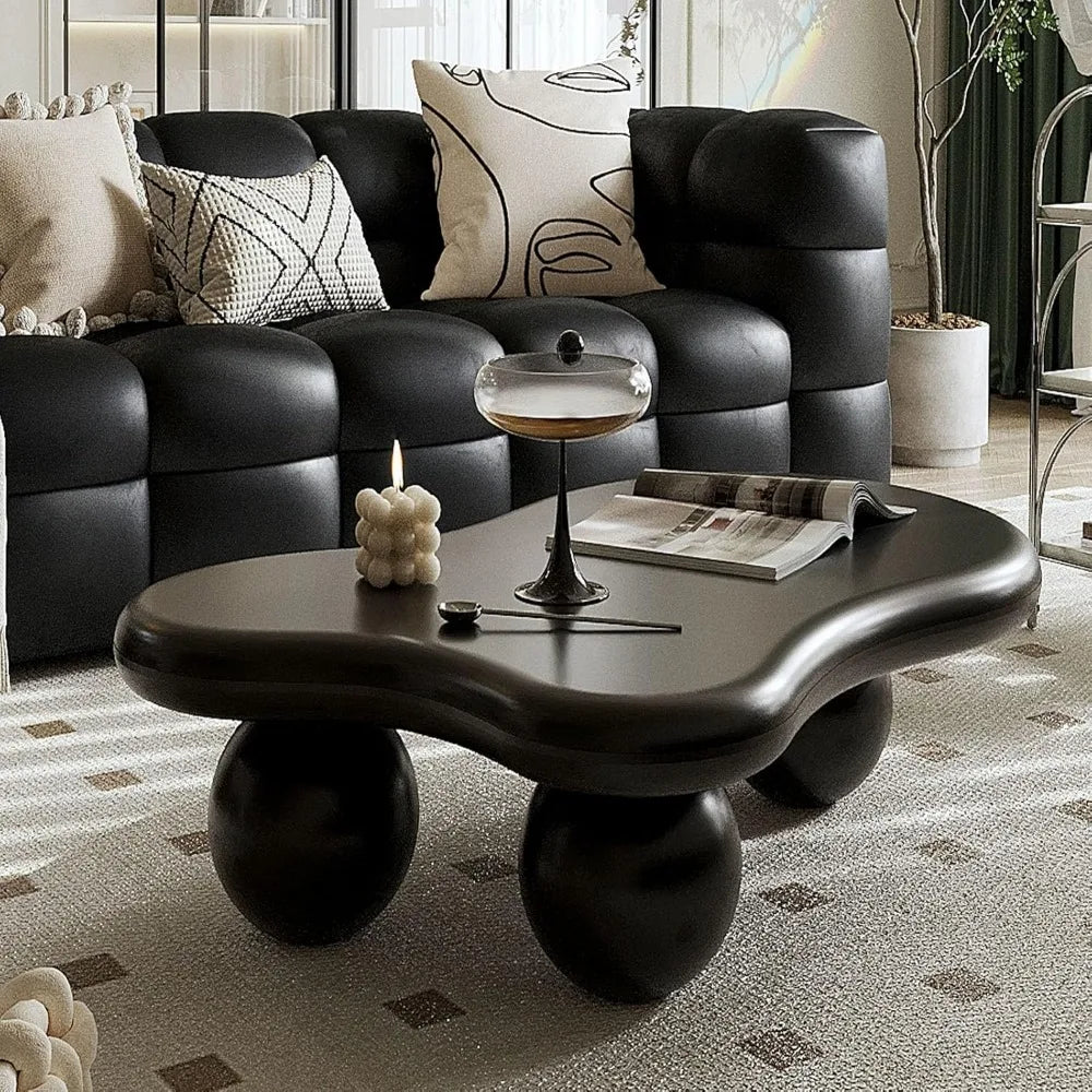 Modern Coffee Table - Abstract Cloud Shape - Low Coffee Table Irregular Indoor Tea Table with 3 Oval Leg for Living Room (47in) Office
