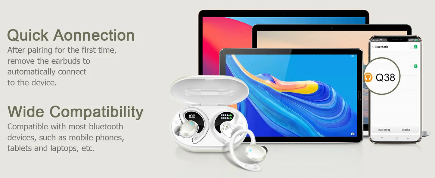 Wireless Earbuds - Bluetooth 5.3 Earbuds - Stereo Bass - In-Ear - Noise Cancelling Mic - Earphones IP7 Waterproof Sports - 40H Playback.