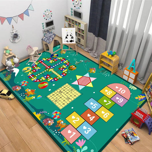 Kid's Assorted Games Play Mat Flannel Carpet Anti-slip Floor Rug