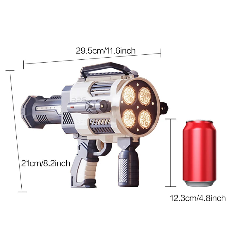 Rechargeable Automatic Bubble Machine Gun, No Drip With Colorful Lights, 10K+ Bubbles