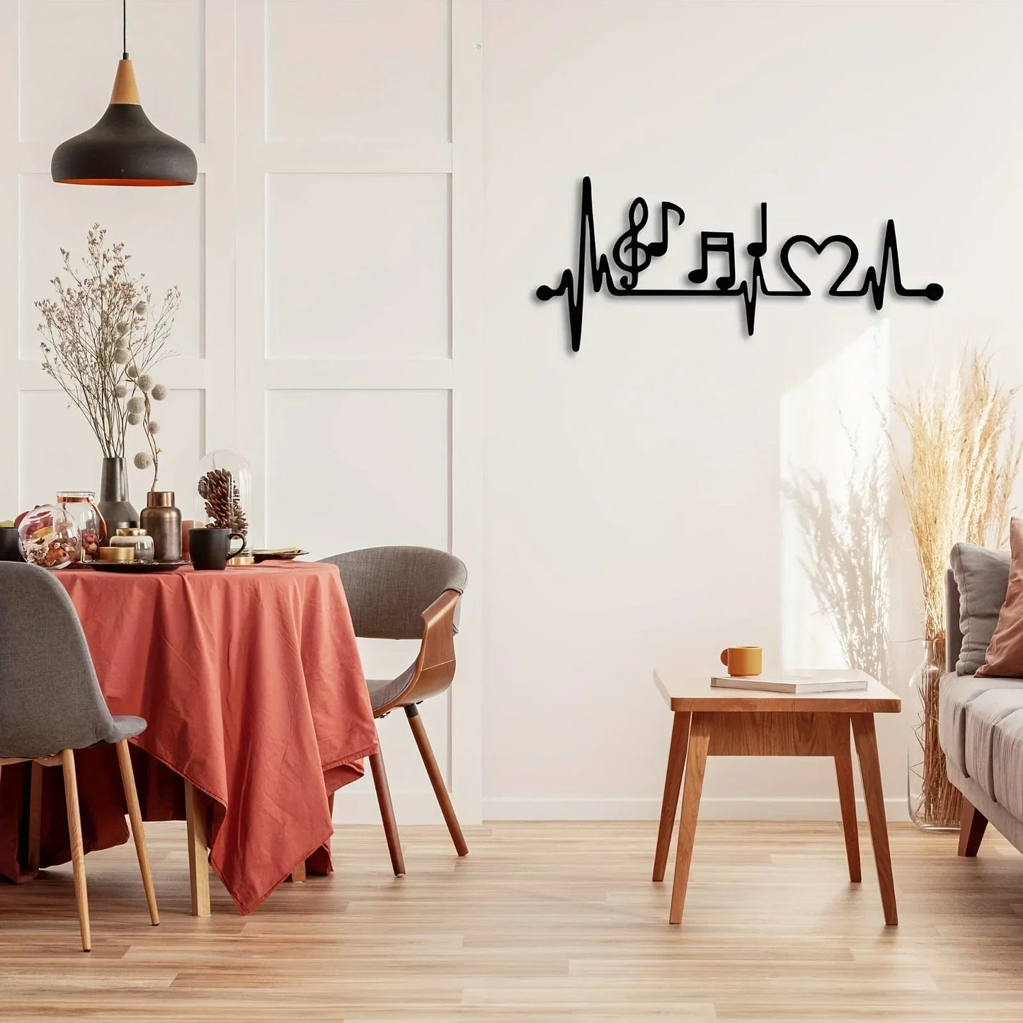 Music Lover's EKG Rhythm - Love Art: Stylish Metal Wall Decor - Music-themed Decoration