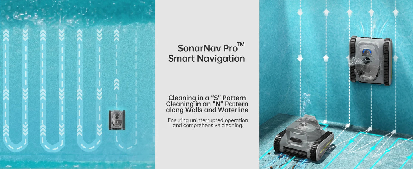 (2025 New) Seauto Crab Pro Cordless Robotic Cleaner - For Inground Pools Up To 2000 Sq.ft, & Waterline Cleaning Vacuum