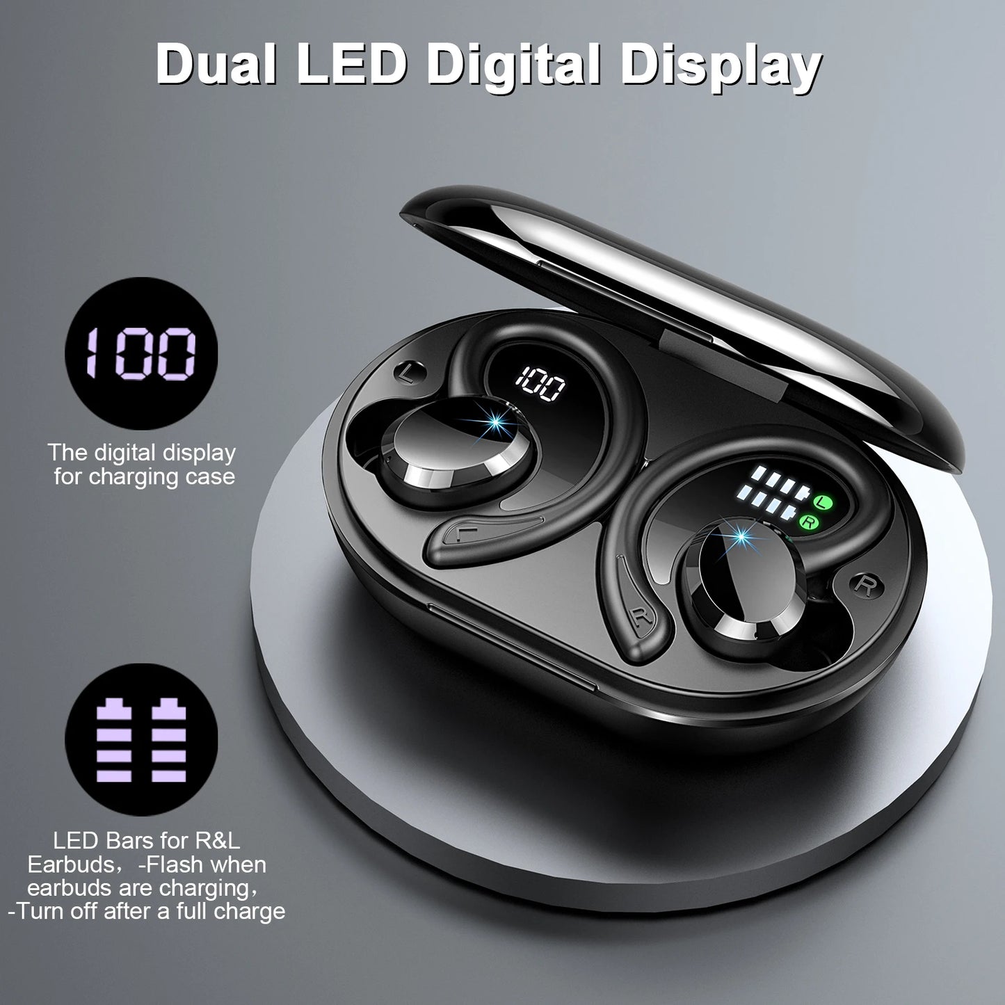 Wireless Bluetooth 5.3 Earbuds - Stereo Bass - In-Ear Noise Cancelling Mic - Earphones IP7 Waterproof Sports - 40H Playback.