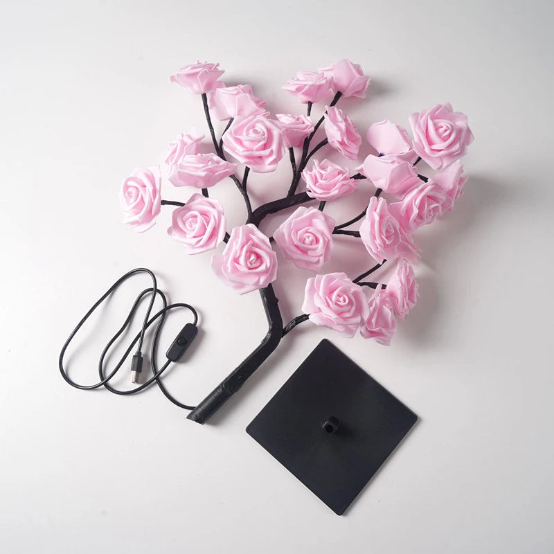 LED Rose Tree Lights 24LEDs - USB Operated Table Lamp - Atmosphere Lighting - Wedding Party Gift, Mother's Day, V-Day & Just Because