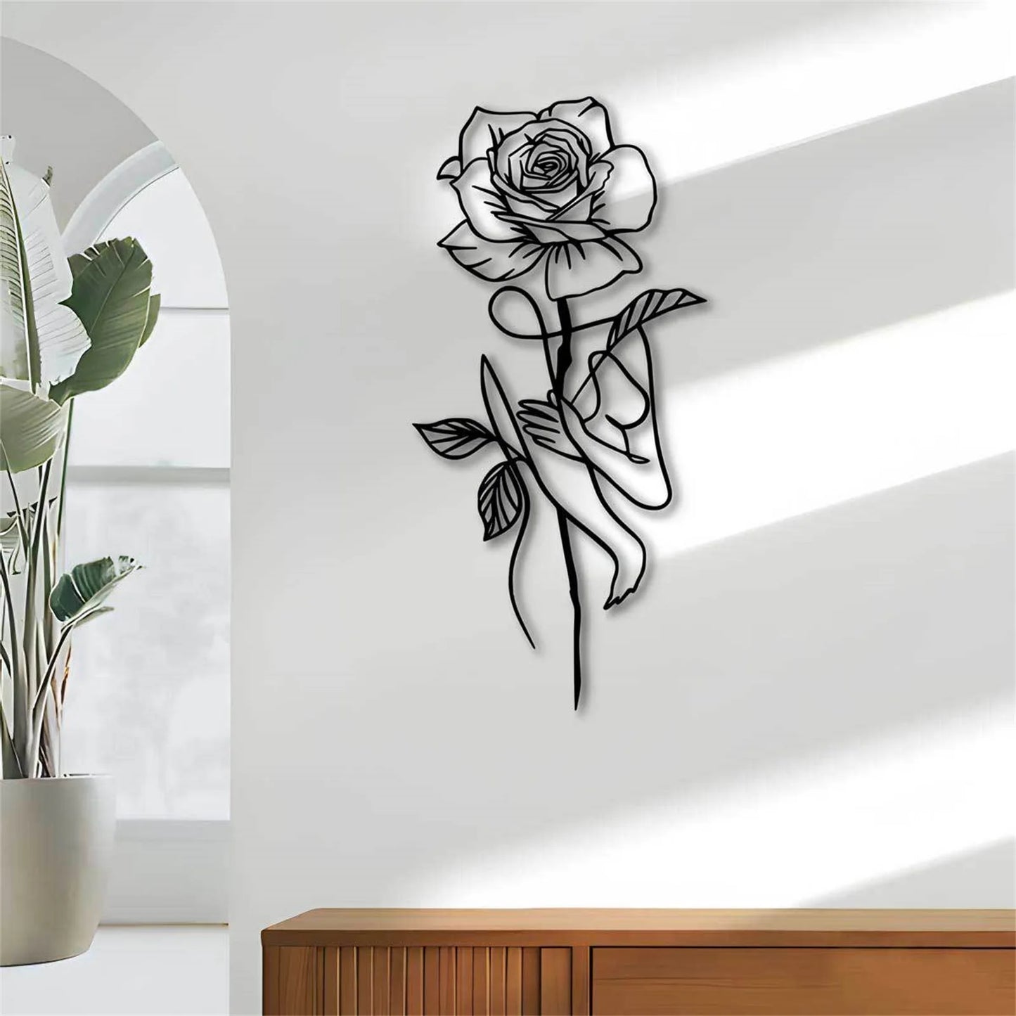 Black Metal Rose for Wall Decor - 3D Flower