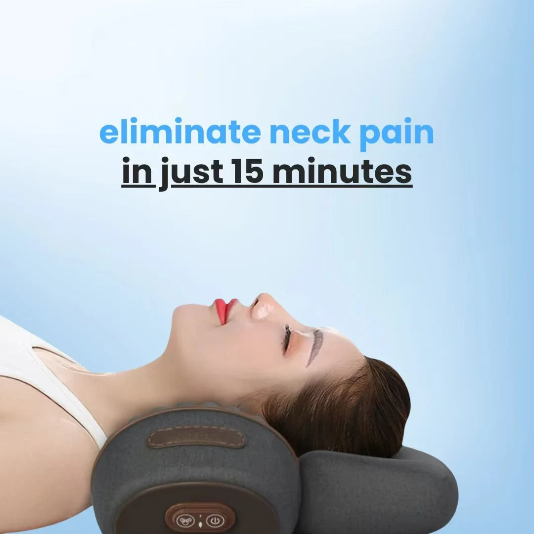 Soothing 3-in-1 Neck Massager - Cervical Pillow - Hot Compress - Vibration Massage - Neck Traction - Spine Support