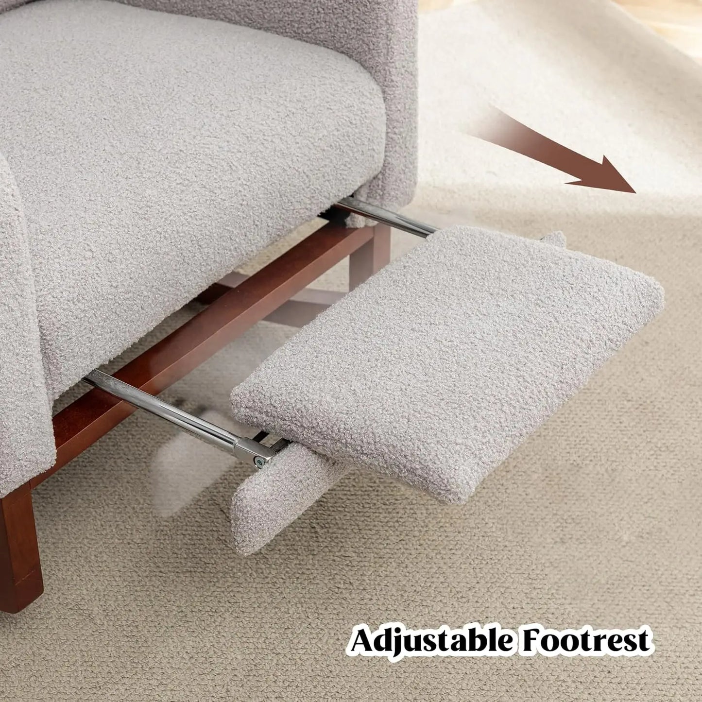 Rocking Chair with Foot Rest - Wingback Nursery Rocking Chair - Teddy Nursing Rocker Chair with Pillow