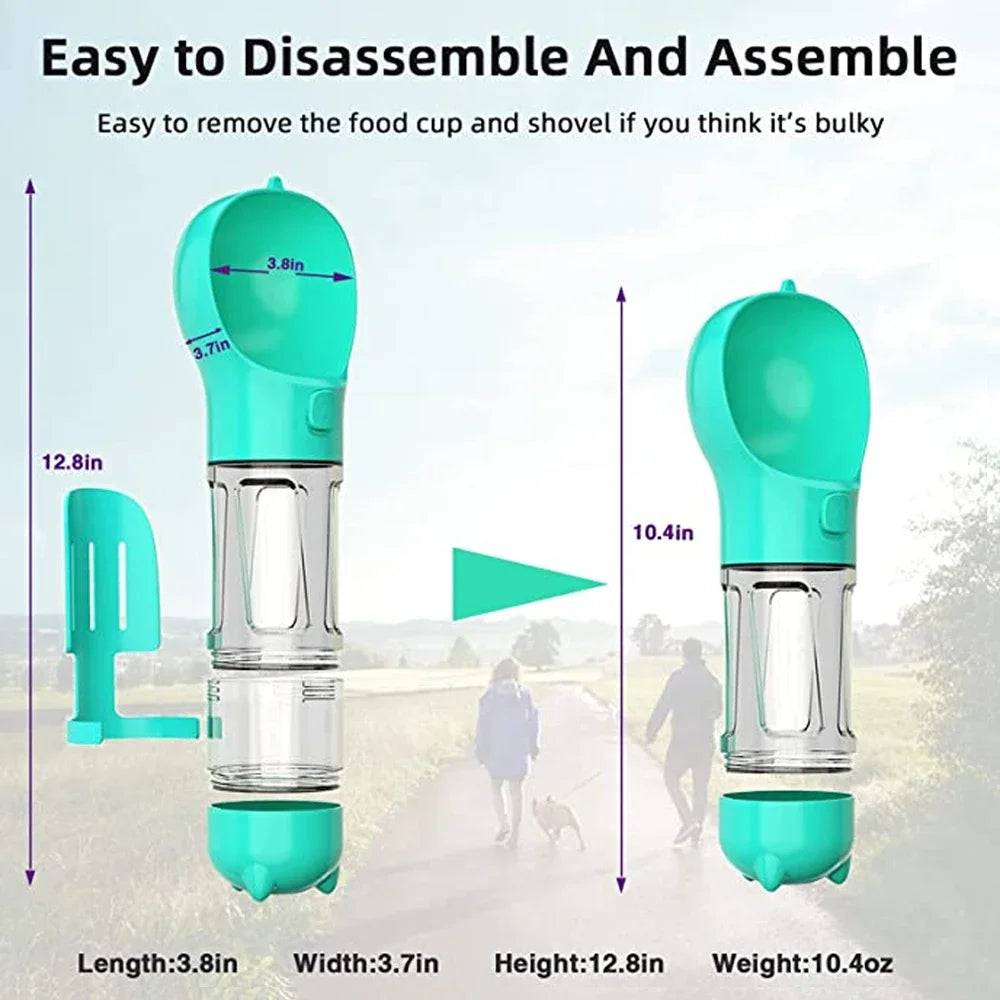 Portable Pet Dog Water Bottle For Small, Large Dogs - Travel Puppy, Cat Drinking Bowl Outdoor Pet Water Dispenser & Feeder with shovel & Pet's Poo Bags