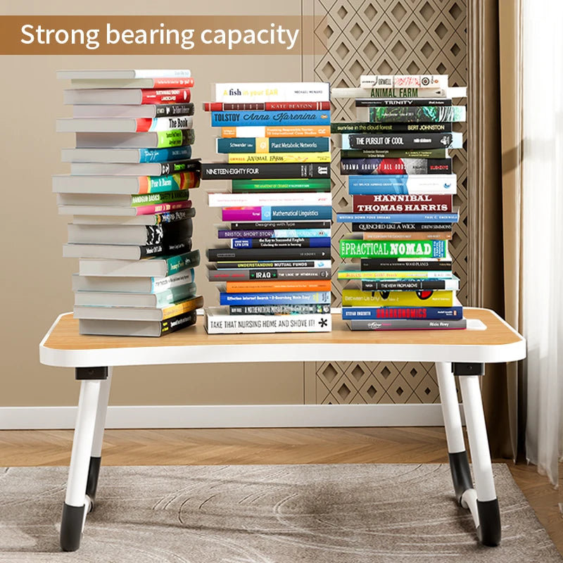 Portable Laptop Desk with USB Light, Small Fan, Cup Holder, Tablet Slot, and Lifting Handle - Foldable Laptop Table