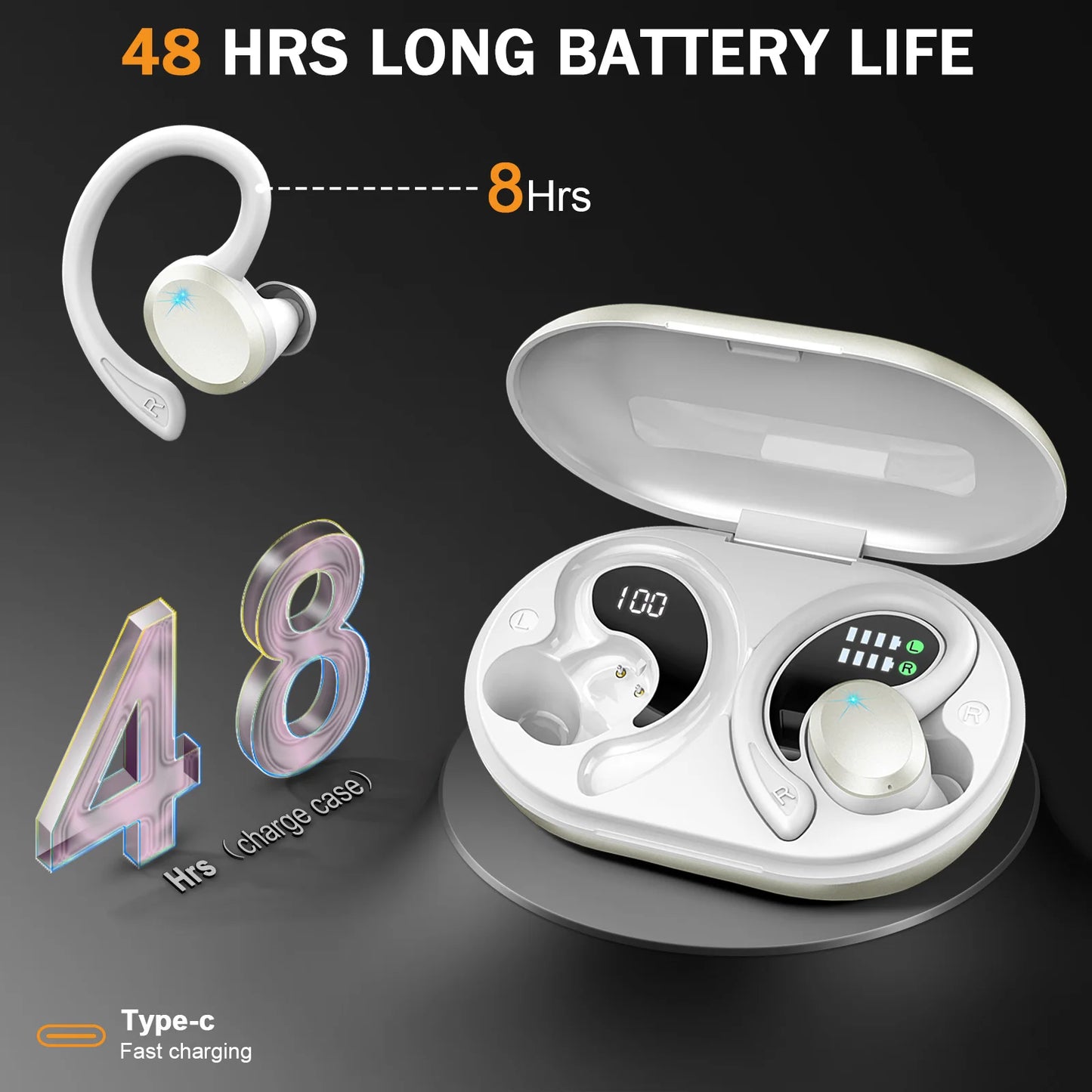 Wireless Earbuds - Bluetooth 5.3 Earbuds - Stereo Bass - In-Ear - Noise Cancelling Mic - Earphones IP7 Waterproof Sports - 40H Playback.
