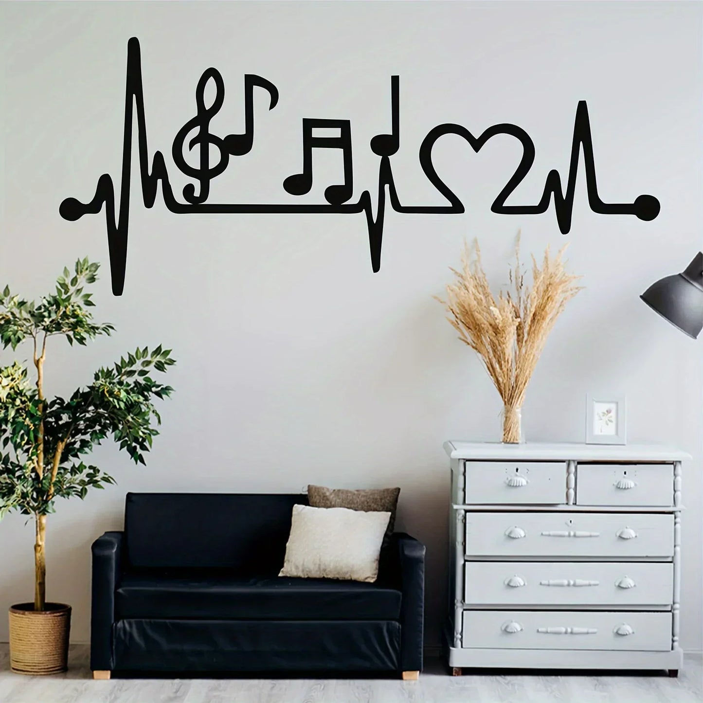 Music Lover's EKG Rhythm - Love Art: Stylish Metal Wall Decor - Music-themed Decoration