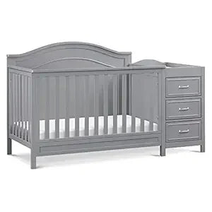 Charlie 4-in-1 Convertible Baby Crib w/Changing Table - Wooden Toddler Bed, Daybed & Twin Bed Conversion - GREENGUARD Gold Cert