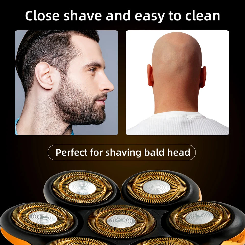 IXP7 Waterproof Floating Men's Electric Shaver - Wet/Dry Beard Trimmer - Electric Razor - Rechargeable - LCD Display + Accessories