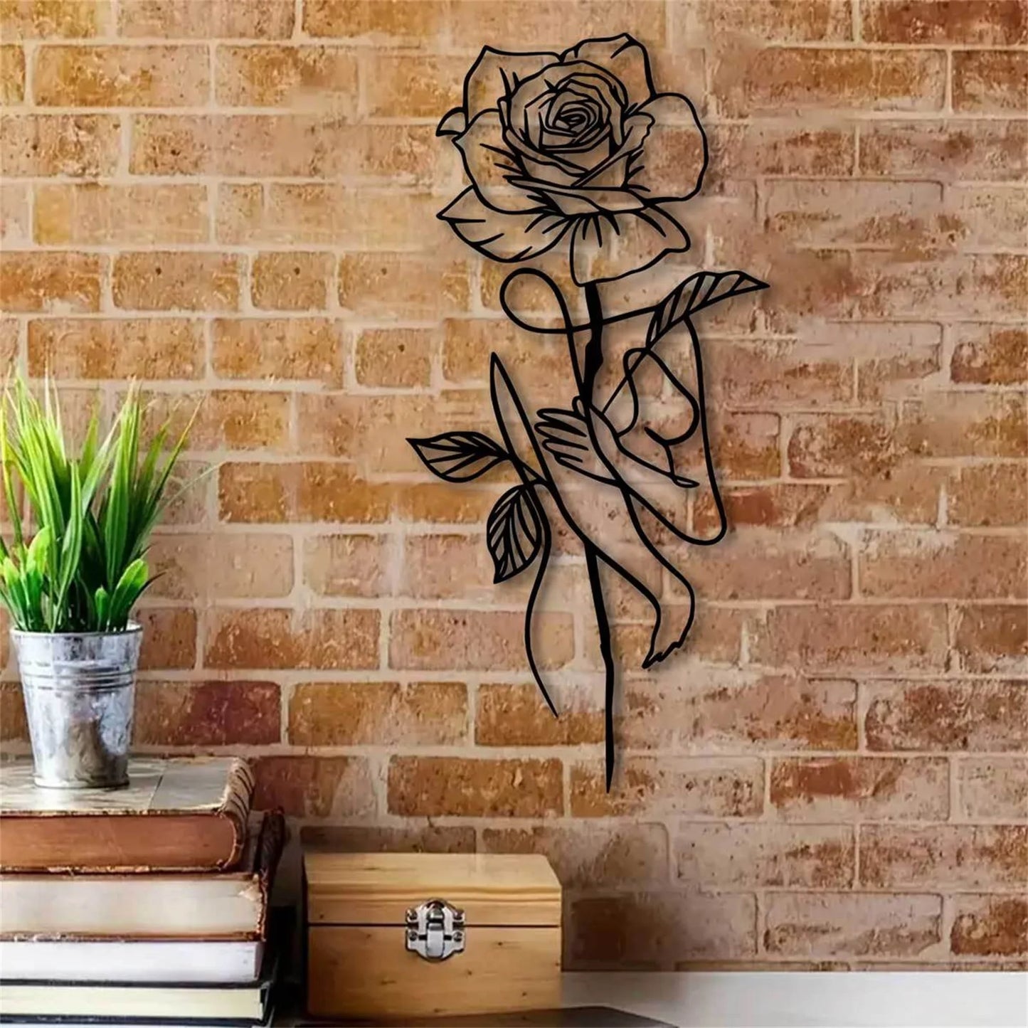 Black Metal Rose for Wall Decor - 3D Flower