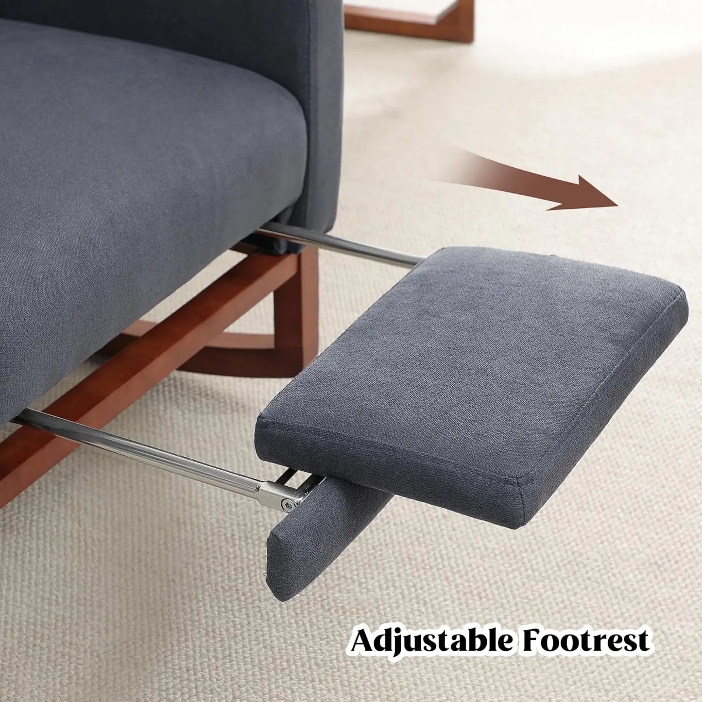 Rocking Chair with Foot Rest - Wingback Nursery Rocking Chair - Teddy Nursing Rocker Chair with Pillow