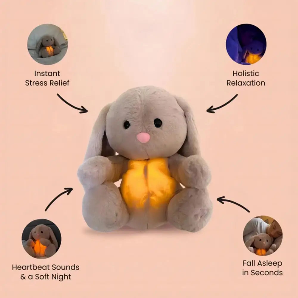 Plush Breathing Bunny Doll For Comfort - Peaceful Music To Relieve Tension & Anxiety & Baby Bunny Also Consoles At Sleepy Time