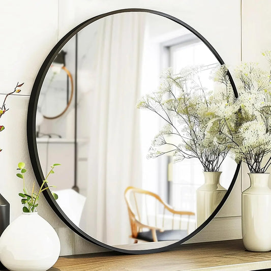 Black Round Mirror - 24 inch