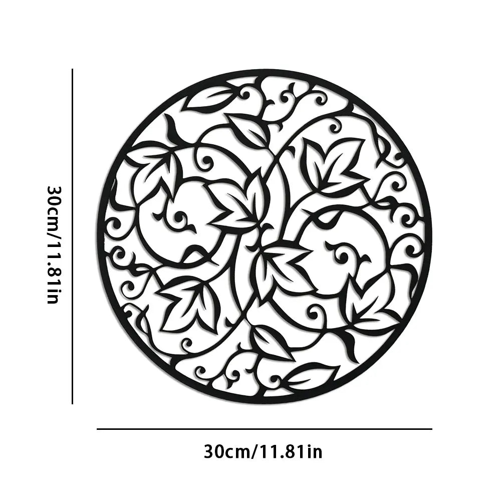 Elegant Black Metal Mandala Wall Art - Indoor/Outdoor Iron Mural