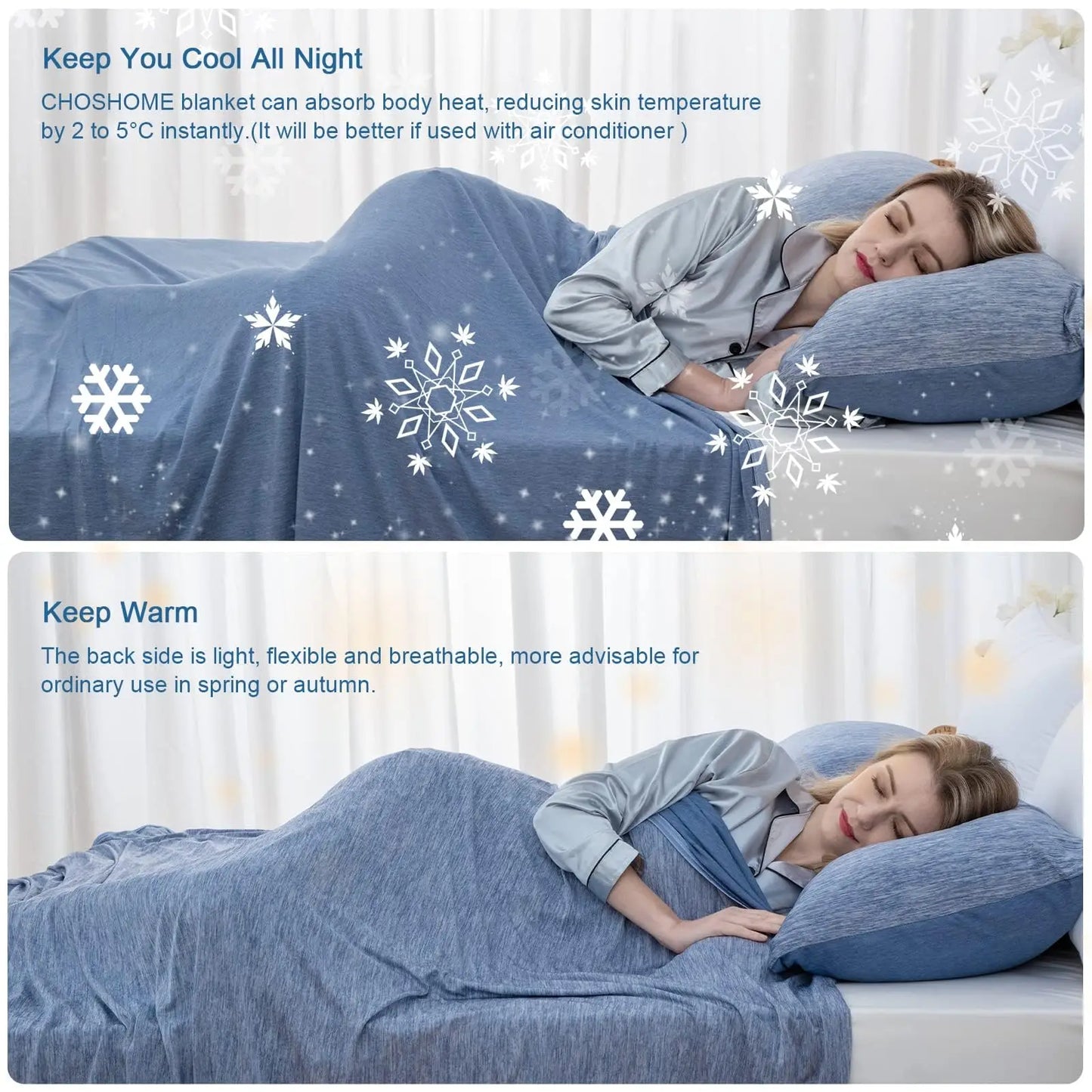 1PC Cooling Blanket for Hot Sleepers - Lightweight Summer Cold Thin Blankets for Sleeping, Hot Flashes, Night Sweats, Soft Blanket