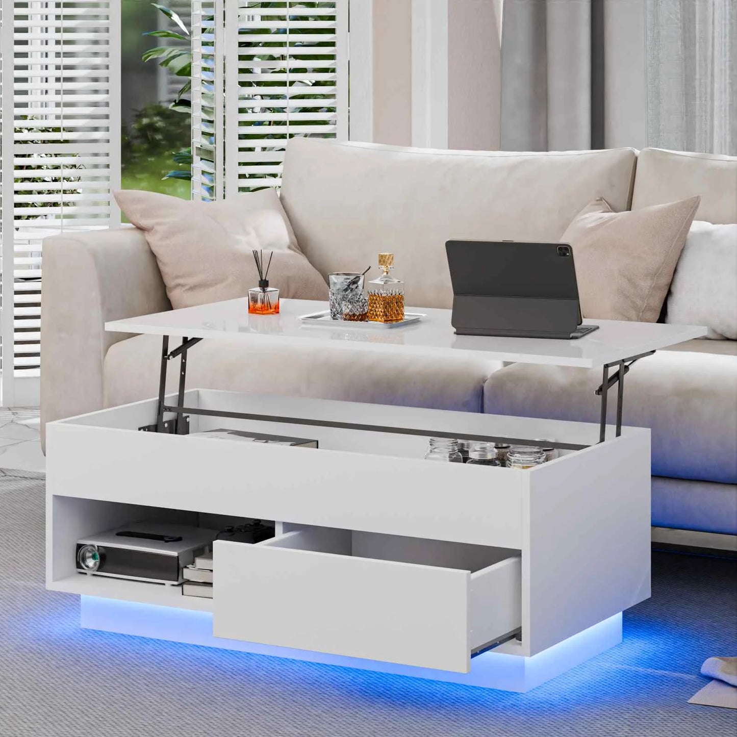 LED Lift Coffee Table - The Ultimate Modern Furniture - Height Adjustment and Sleek Design