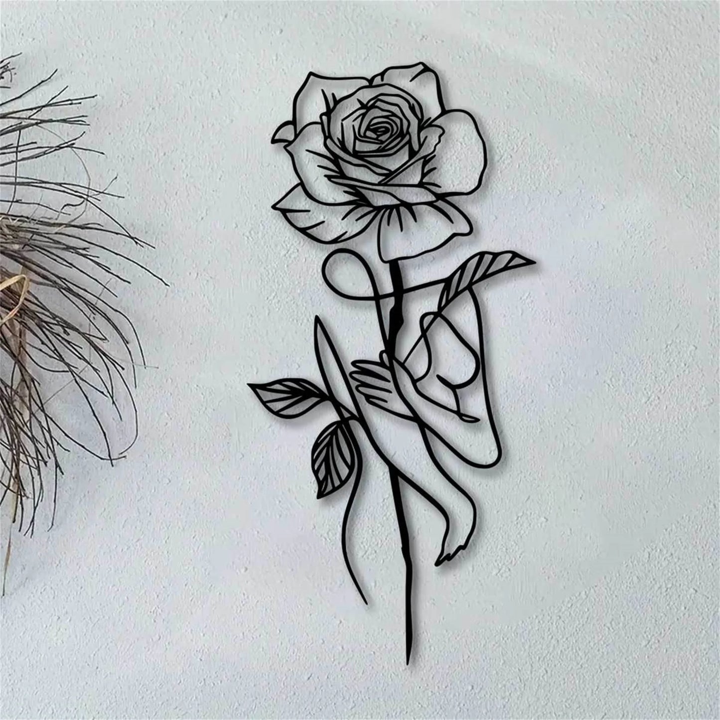 Black Metal Rose for Wall Decor - 3D Flower