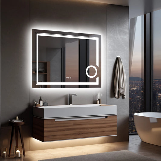 LUVODI LED Mirror Bathroom Wall Mounted Magnifying Mirror - For Washroom, Shower, Vanity, Makeup or Shaving Mirrors
